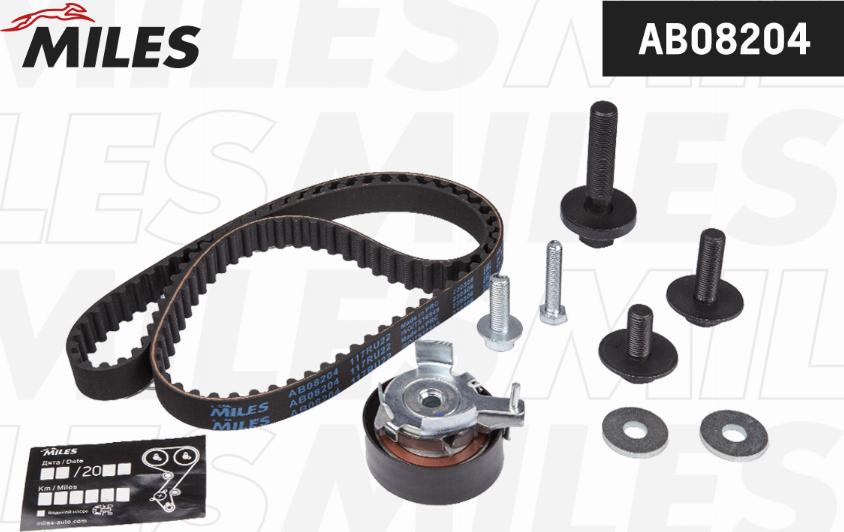 Miles AB08204 - Комплект зубчатого ремня ГРМ autospares.lv