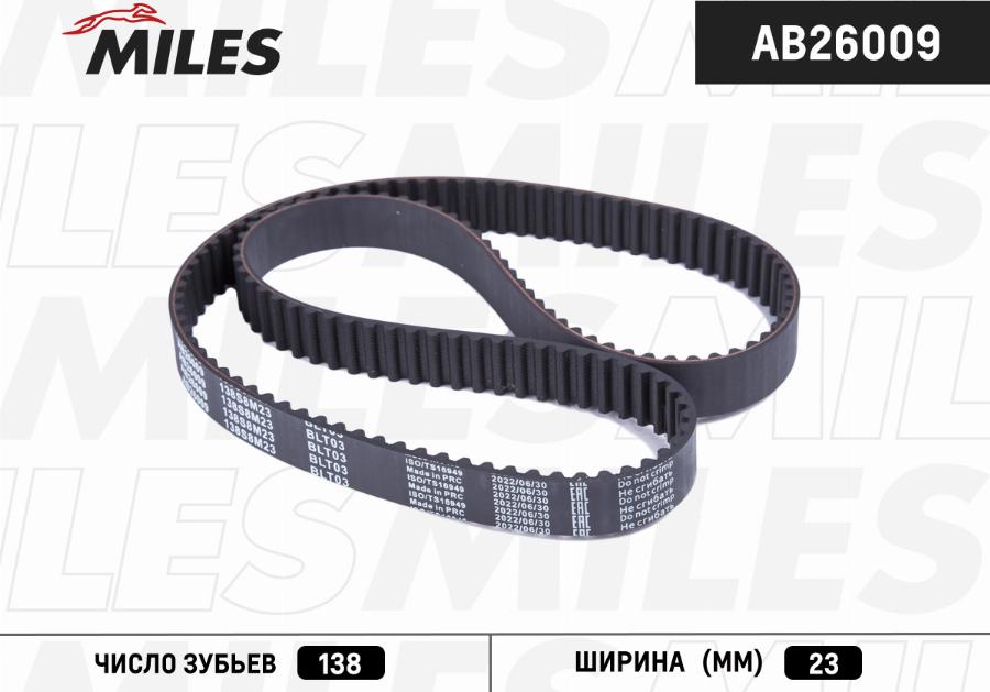 Miles AB26009 - Зубчатый ремень ГРМ autospares.lv