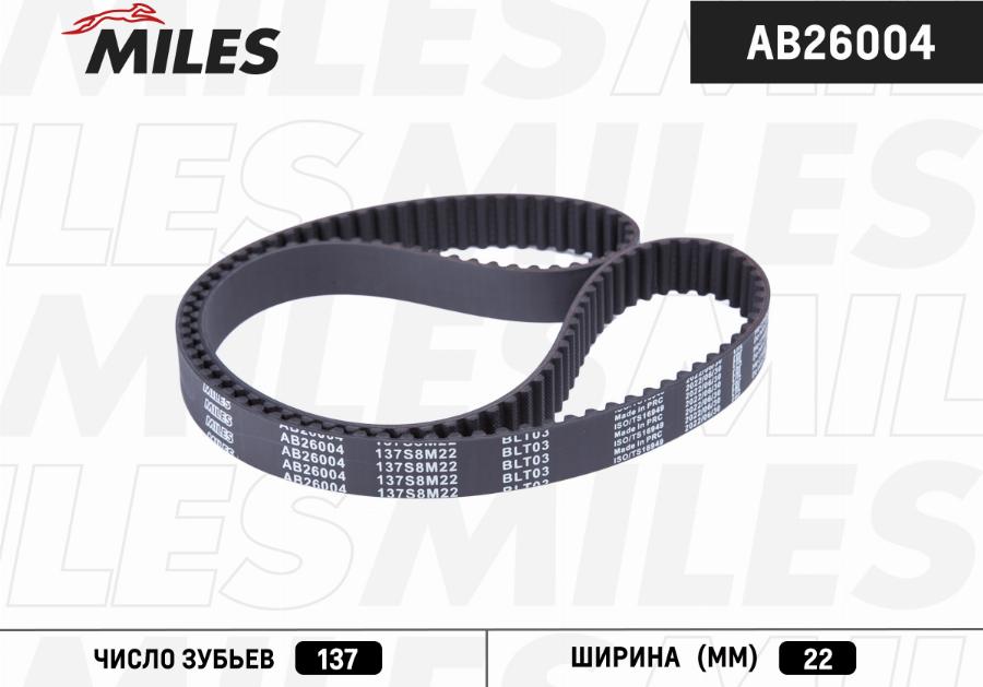 Miles AB26004 - Зубчатый ремень ГРМ autospares.lv