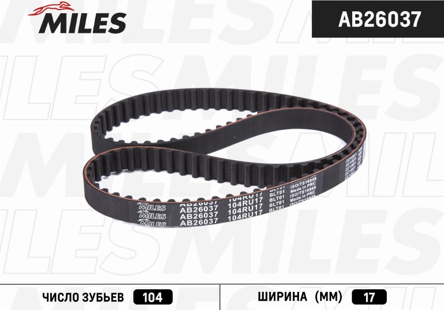 Miles AB26037 - Зубчатый ремень ГРМ autospares.lv