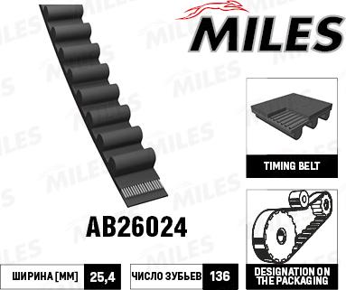 Miles AB26024 - Зубчатый ремень ГРМ autospares.lv