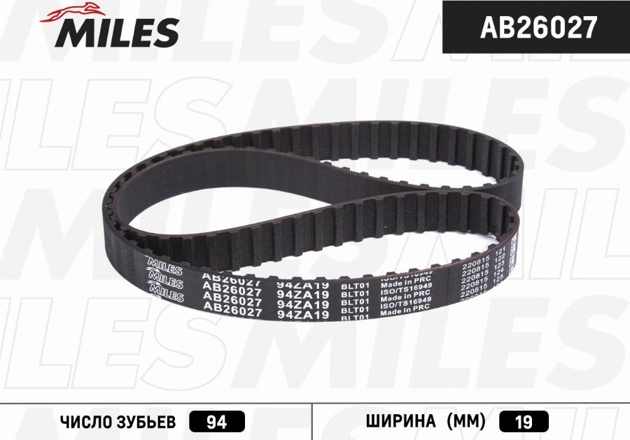 Miles AB26027 - Зубчатый ремень ГРМ autospares.lv