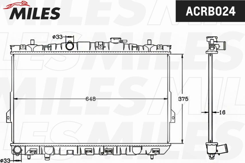 Miles ACRB024 - Радиатор, охлаждение двигателя autospares.lv