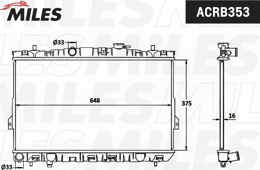 Miles ACRB353 - Радиатор, охлаждение двигателя autospares.lv