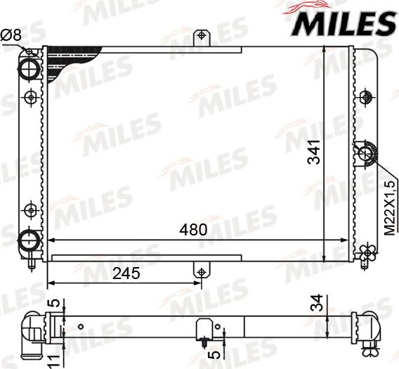 Miles ACRM574 - Радиатор, охлаждение двигателя autospares.lv