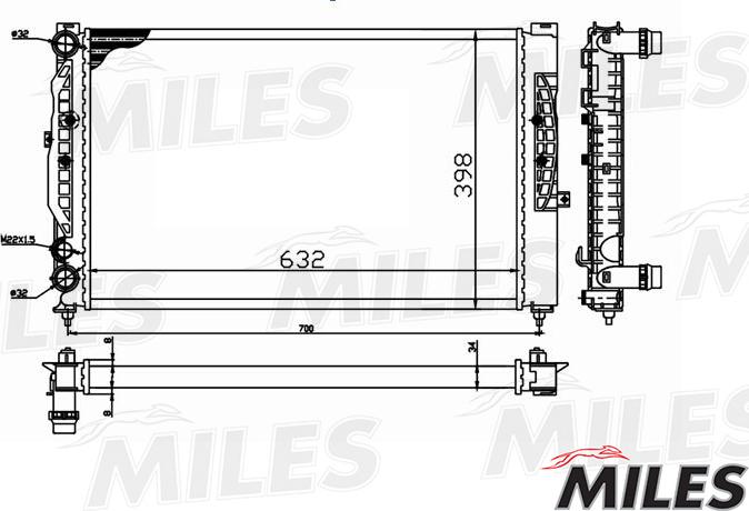 Miles ACRM056 - Радиатор, охлаждение двигателя autospares.lv