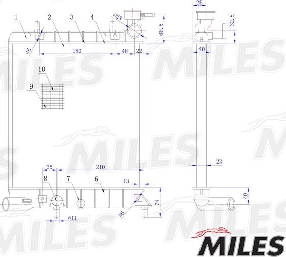 Miles ACRM007 - Радиатор, охлаждение двигателя autospares.lv