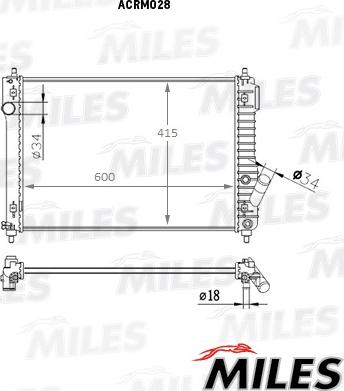 Miles ACRM028 - Радиатор, охлаждение двигателя autospares.lv