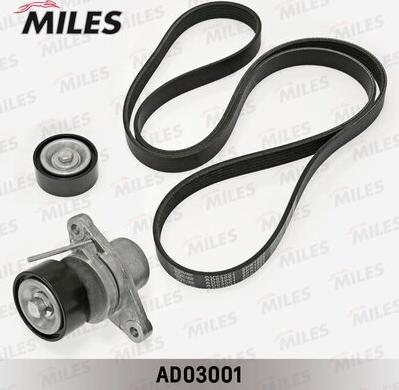 Miles AD03001 - Поликлиновый ременный комплект autospares.lv