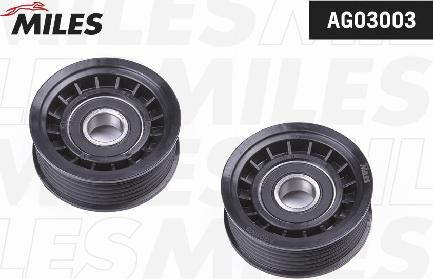 Miles AG03003 - Ролик, поликлиновый ремень autospares.lv