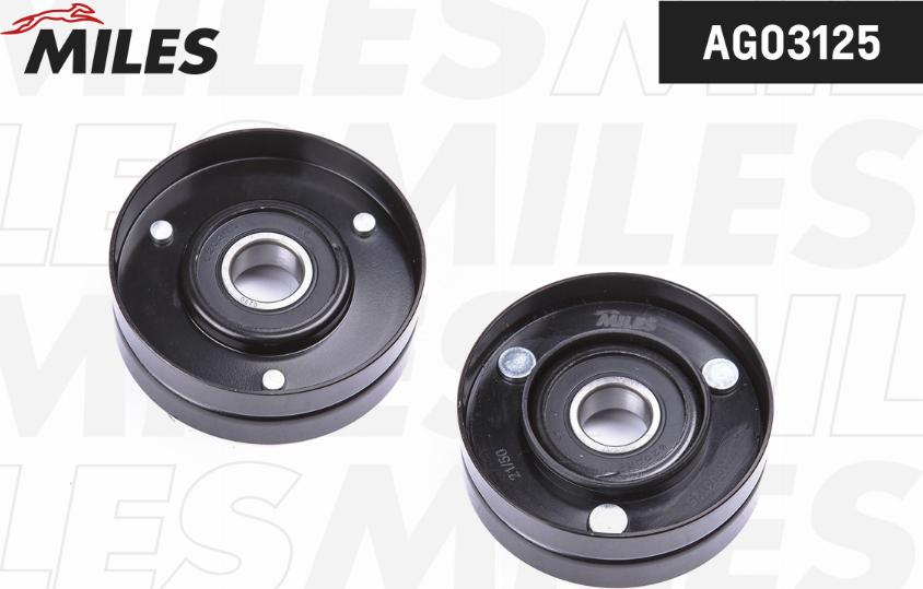 Miles AG03125 - Ролик, поликлиновый ремень autospares.lv