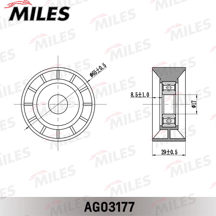 Miles AG03177 - Натяжитель, поликлиновый ремень autospares.lv