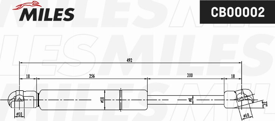 Miles CB00002 - Газовая пружина, упор autospares.lv