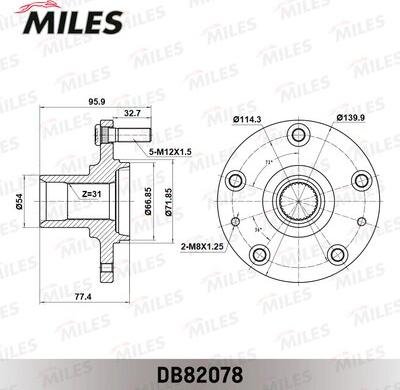 Miles DB82078 - Ступица колеса, поворотный кулак autospares.lv