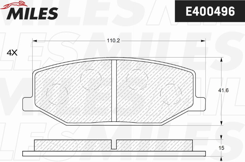 Miles E400496 - Тормозные колодки, дисковые, комплект autospares.lv