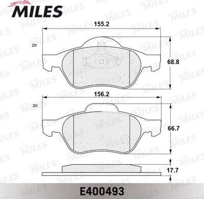 Miles E400493 - Тормозные колодки, дисковые, комплект autospares.lv