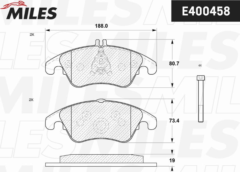 Miles E400458 - Тормозные колодки, дисковые, комплект autospares.lv