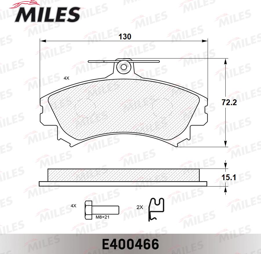 Miles E400466 - Тормозные колодки, дисковые, комплект autospares.lv