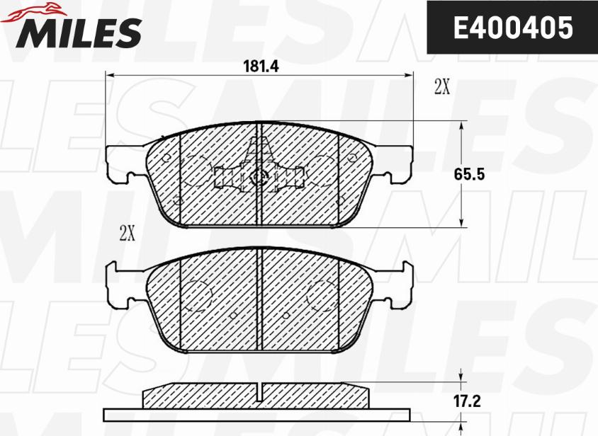 Miles E400405 - Тормозные колодки, дисковые, комплект autospares.lv