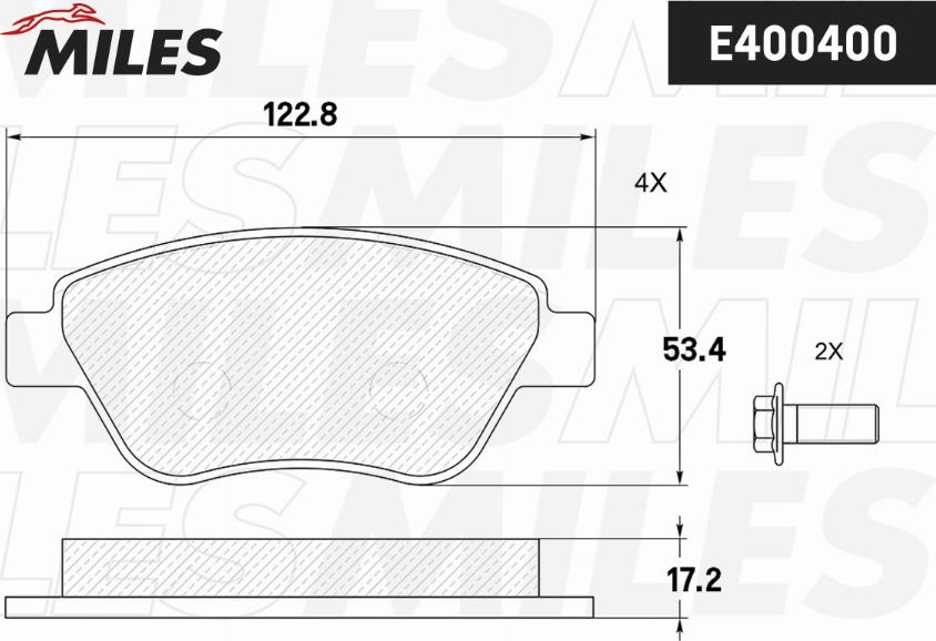 Miles E400400 - Тормозные колодки, дисковые, комплект autospares.lv