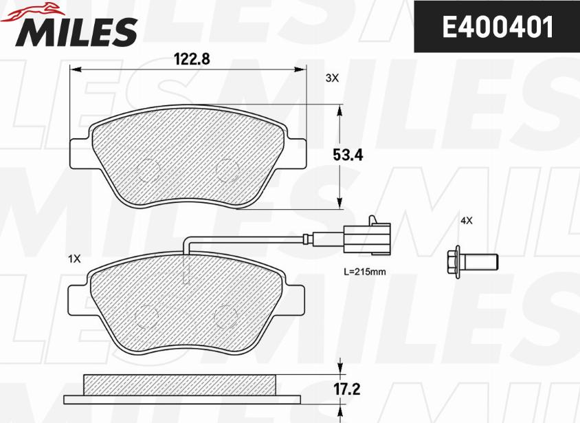 Miles E400401 - Тормозные колодки, дисковые, комплект autospares.lv