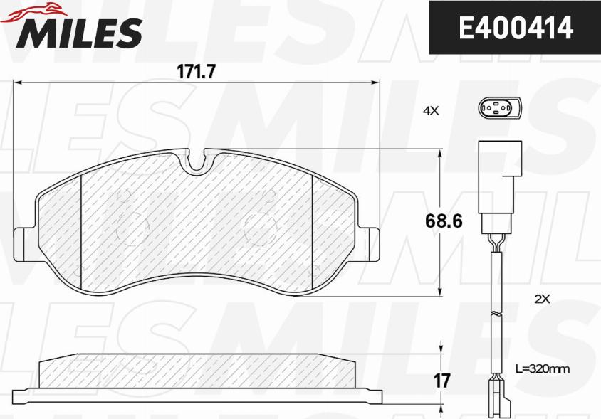 Miles E400414 - Тормозные колодки, дисковые, комплект autospares.lv