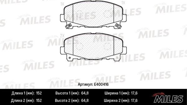 Miles E400416 - Тормозные колодки, дисковые, комплект autospares.lv