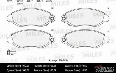 Miles E400410 - Тормозные колодки, дисковые, комплект autospares.lv
