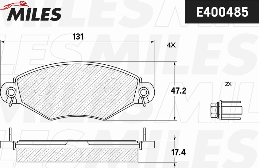 Miles E400485 - Тормозные колодки, дисковые, комплект autospares.lv