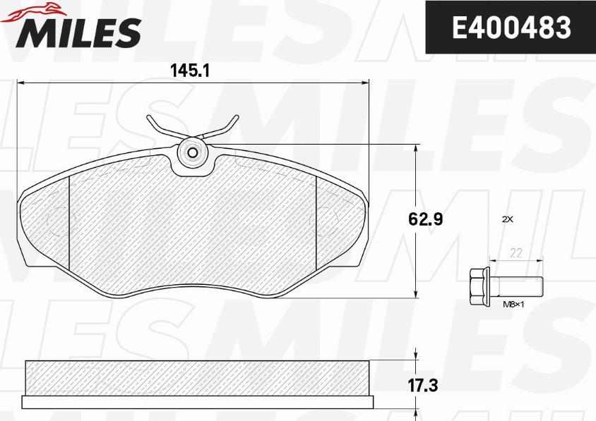 Miles E400483 - Тормозные колодки, дисковые, комплект autospares.lv