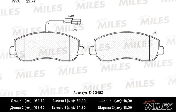 Miles E400482 - Тормозные колодки, дисковые, комплект autospares.lv