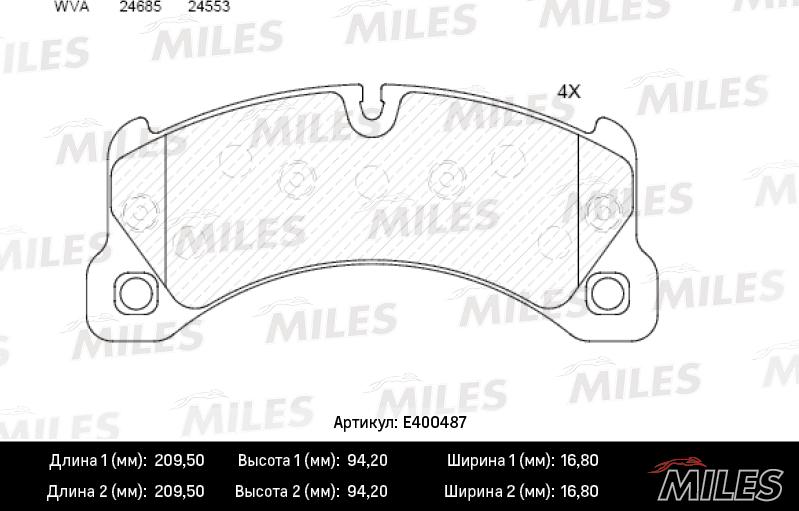 Miles E400487 - Тормозные колодки, дисковые, комплект autospares.lv