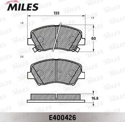 Miles E400426 - Тормозные колодки, дисковые, комплект autospares.lv