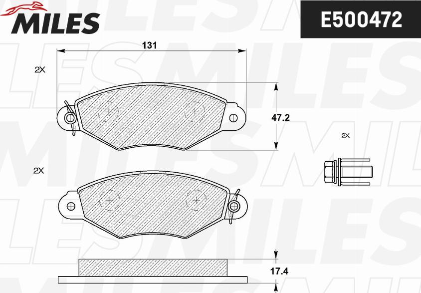 Miles E400472 - Тормозные колодки, дисковые, комплект autospares.lv