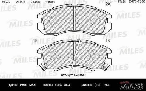 Miles E400546 - Тормозные колодки, дисковые, комплект autospares.lv