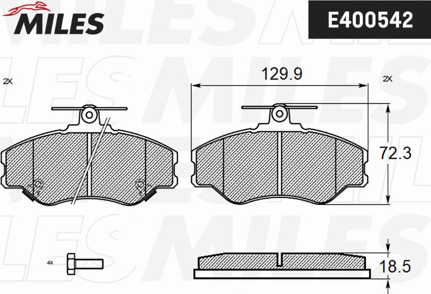 Miles E400542 - Тормозные колодки, дисковые, комплект autospares.lv