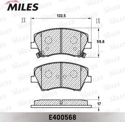 Miles E400568 - Тормозные колодки, дисковые, комплект autospares.lv