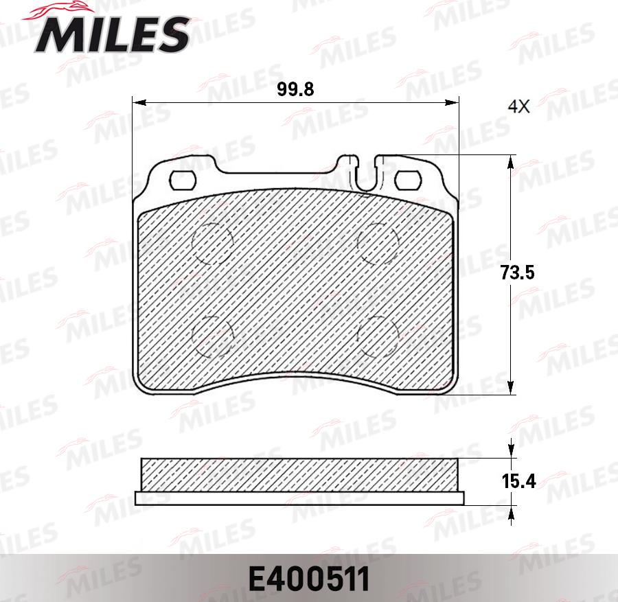 Miles E400511 - Тормозные колодки, дисковые, комплект autospares.lv