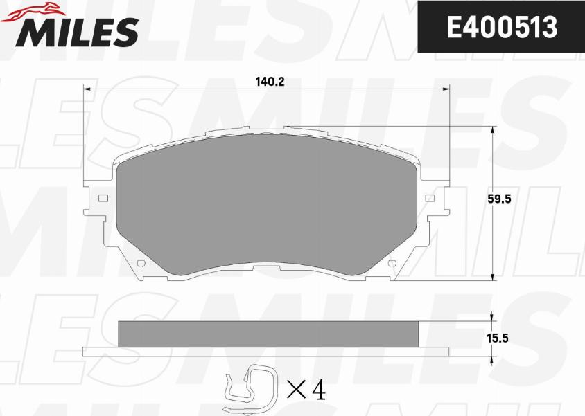 Miles E400513 - Тормозные колодки, дисковые, комплект autospares.lv