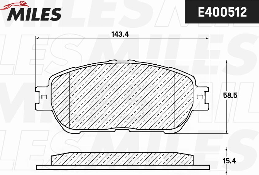 Miles E400512 - Тормозные колодки, дисковые, комплект autospares.lv