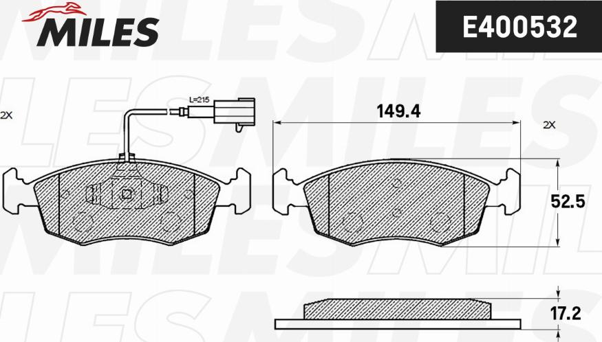 Miles E400532 - Тормозные колодки, дисковые, комплект autospares.lv