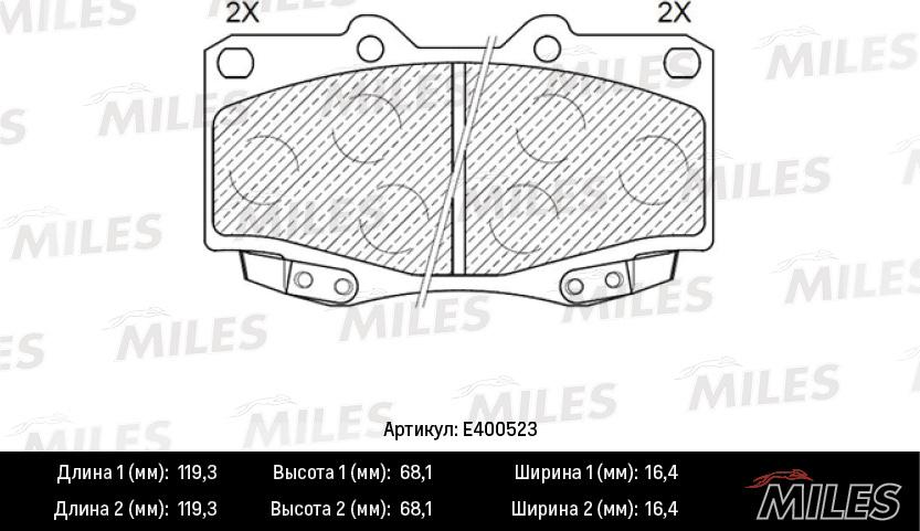 Miles E400523 - Тормозные колодки, дисковые, комплект autospares.lv