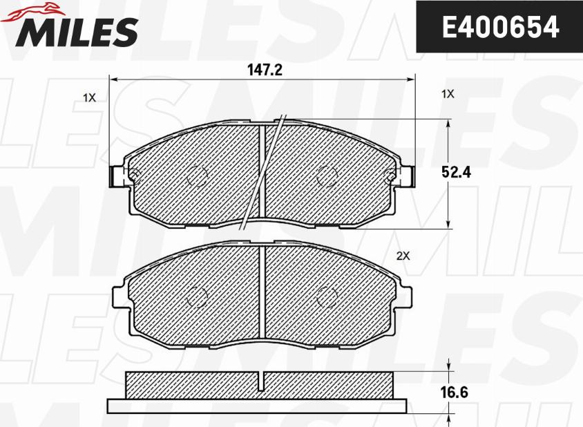 Miles E400654 - Тормозные колодки, дисковые, комплект autospares.lv