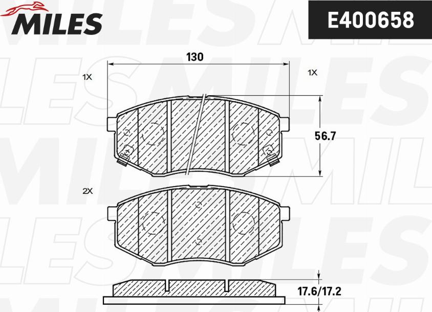 Miles E400658 - Тормозные колодки, дисковые, комплект autospares.lv