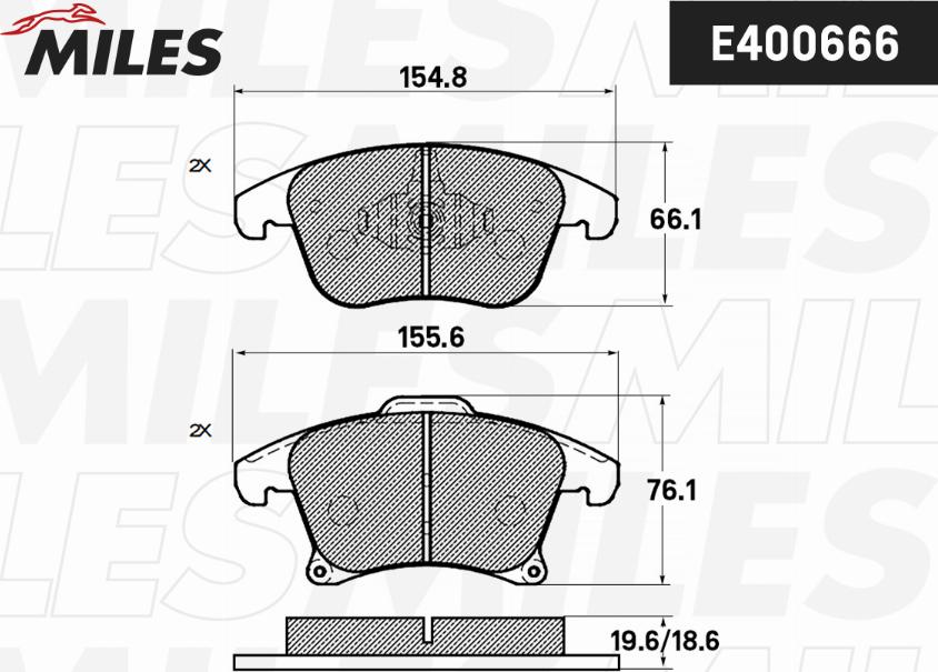 Miles E400666 - Тормозные колодки, дисковые, комплект autospares.lv