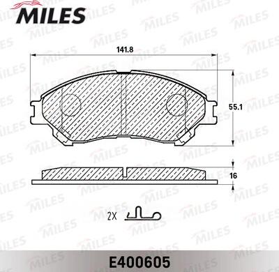 Miles E400605 - Тормозные колодки, дисковые, комплект autospares.lv