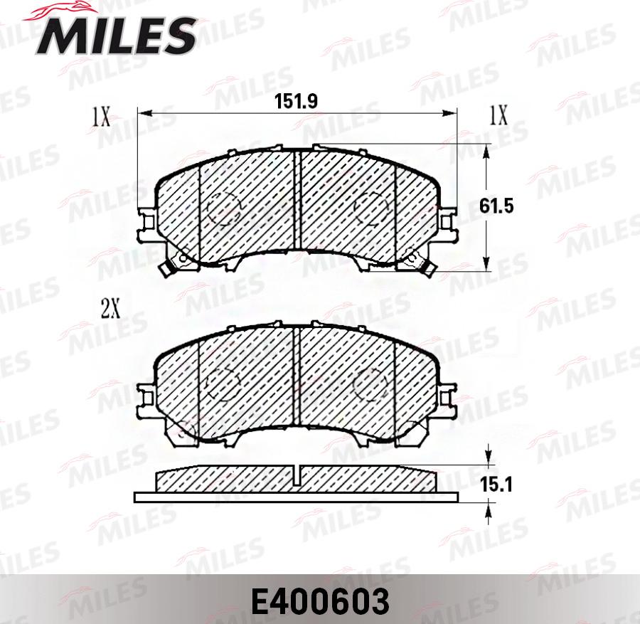 Miles E400603 - Тормозные колодки, дисковые, комплект autospares.lv