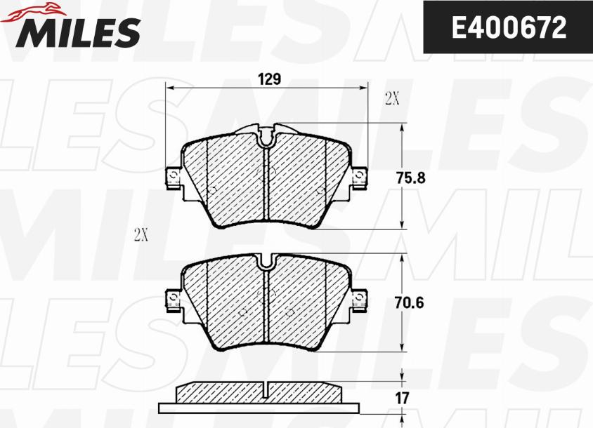 Miles E400672 - Тормозные колодки, дисковые, комплект autospares.lv