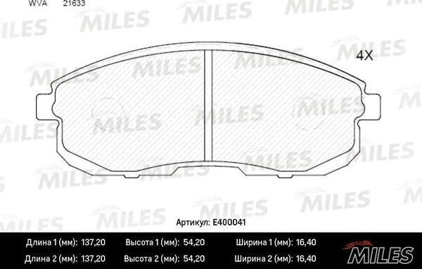 Miles E400041 - Тормозные колодки, дисковые, комплект autospares.lv