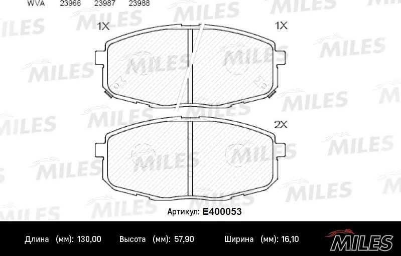 Miles E400053 - Тормозные колодки, дисковые, комплект autospares.lv